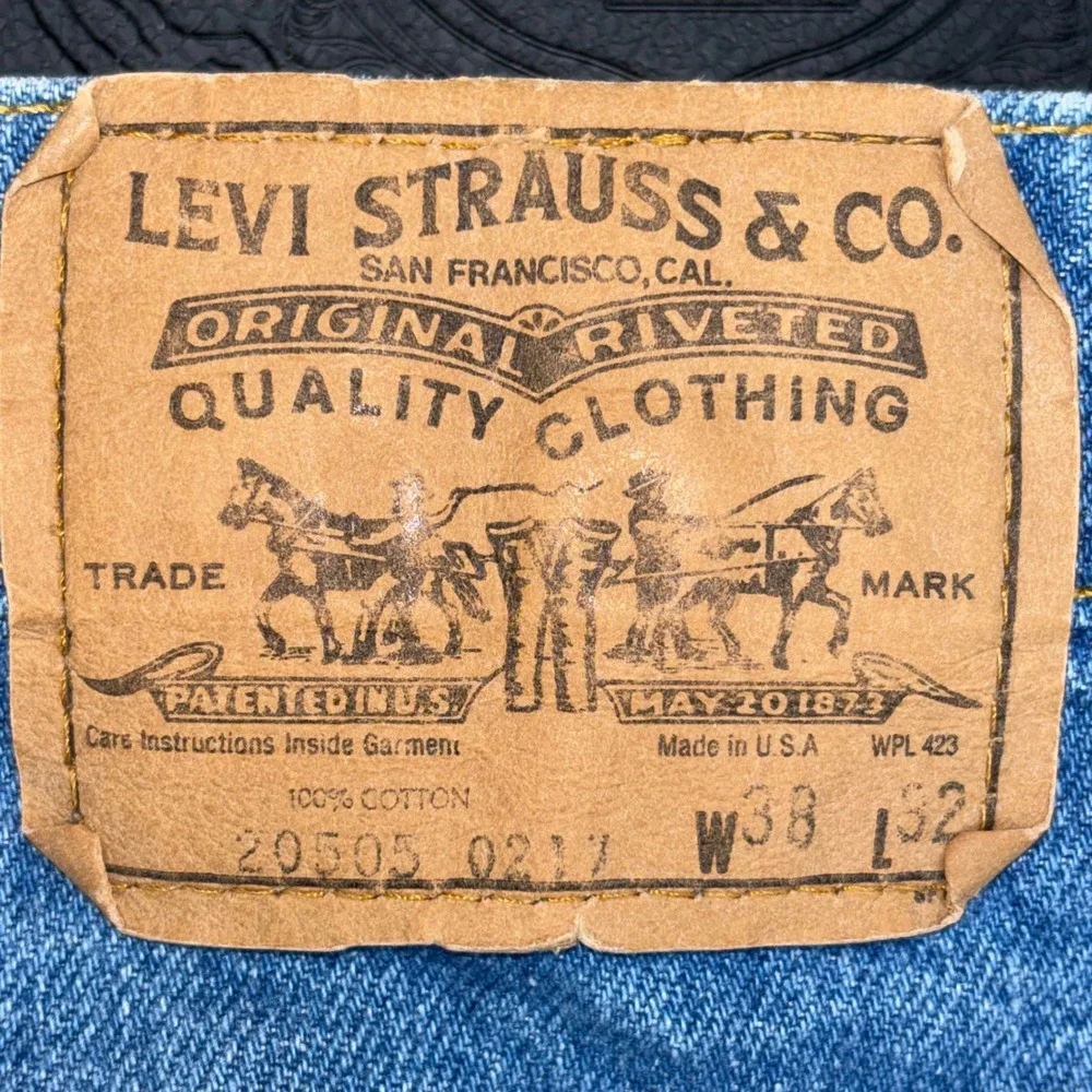 Vintage Levis 505 Orange Tab Jeans Mens 38x32 Blue Straight Leg Made in USA 90s